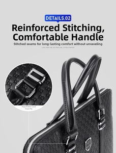 Detail of reinforced sewing on the comfortable handle and heavy-duty metal hook of the bag