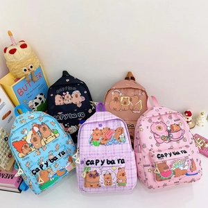 Kids Backpack Cute Cartoon Capybara Printed Nylon Lightweight School Bag For Toddlers Kindergarten Boys Girls