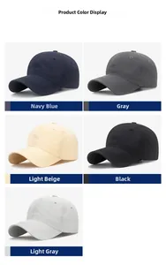 Detailed view of quick-dry baseball caps in five neutral colors with breathable eyelets