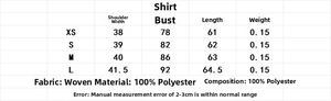 Detailed size chart for the summer sleeveless top with bow tie contrast design