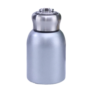 Mini 304 stainless steel insulated bottle with matte finish and silver carry ring