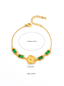 Detail view of colorful zircon flower bracelet with length and weight measurements