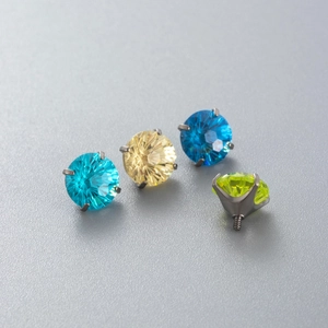 F136 titanium stud earrings with colorful zircon fireworks design and screw back
