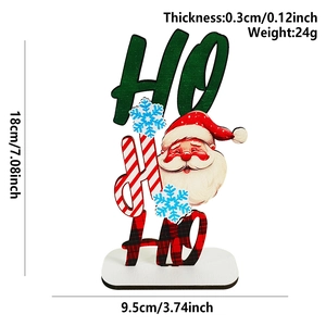 Detailed dimensions of wooden Santa table sign showing 18cm height and 0.3cm thickness