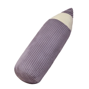 Creative purple corduroy pencil plush pillow with soft texture for home sofa decor
