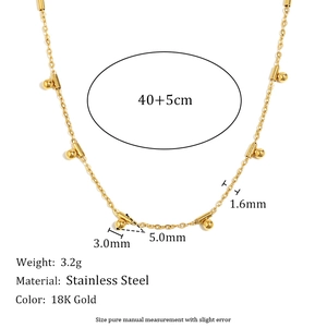 Spécifications de collier en acier inoxydable plaqué or 18 carats avec dimensions