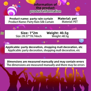Specifications of bowknot party rain silk curtain made of PET material 39.37x78.74 inch