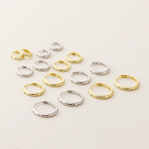 Classic S925 sterling silver hoop earrings with crystals in gold and silver set