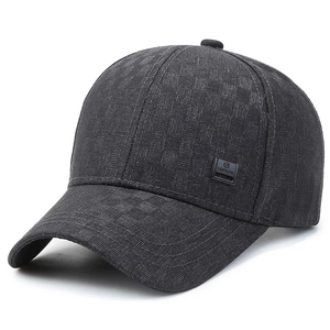 Men's dark gray fashion baseball cap with textured pattern shown in a 45-degree angle view