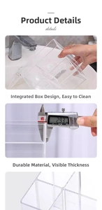 Macro view of clear acrylic pen holder showing 2.93mm thickness and easy clean material
