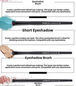 Detail of professional black matte eye shadow and concealer brushes set by Z'OREYA