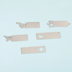Hollow Butterfly Bear Heart Long Bar Pendants 304 Stainless Steel Mirror Polished DIY Jewelry Accessories For Necklace Making