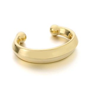 Bracelet jonc ouvert en forme de C plaqué or 18 carats avec embouts sphériques