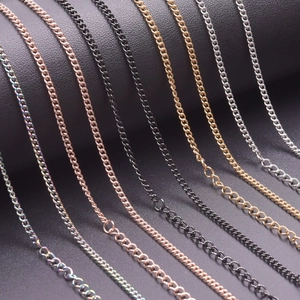 2.2mm flat link chain necklace in gold, silver, rose gold and black stainless steel