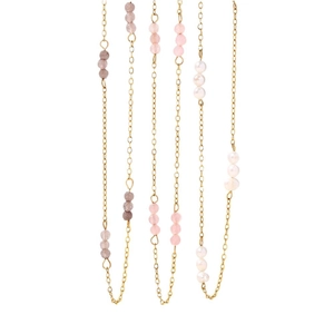18K gold-plated stainless steel necklace featuring pink and white pearl beads