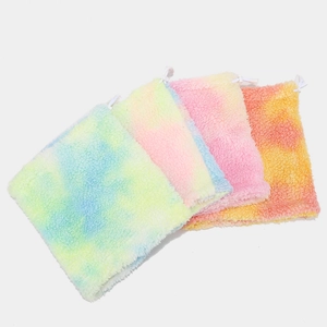 Fleece tie-dye drawstring hat and neck warmer sets in various vibrant colors