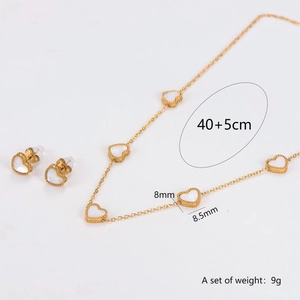 Heart Shaped Necklace And Earrings Mother Of Artificial Pearl 18K Gold Plated 304 Stainless Steel Elegant Jewelry For Women