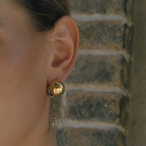 Minimalist gold dome earrings for women, high-polished hollow stainless steel stud jewelry