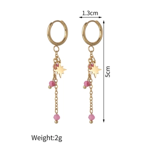 14K gold plated stainless steel star tassel earrings with dimensions 1.3cm by 5cm