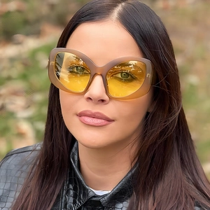 Fashion Cat Eye Sunglasses UV400 Protection Retro Large Frame PC AC Materials Vintage Eyewear For Women Outdoor Travel