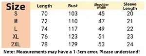Detailed size chart for men's polo shirt showing bust and length measurements in cm