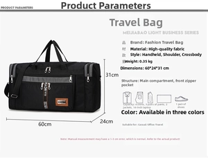 Detail showing high capacity travel bag features with internal space for clothes and laptop