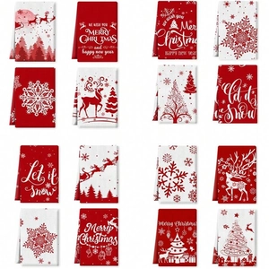 Christmas Kitchen Towels Microfiber Absorbent Dish Cloths Reindeer Snowflake Printed Festive Tea Towels For Home Holiday Decor