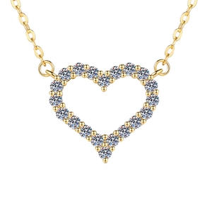 Élégant collier pendentif cœur doré orné de zircons scintillants pour femmes raffinées