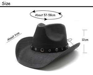 Tabella taglie del cappello da cowboy grigio con tesa da 9cm e altezza della corona