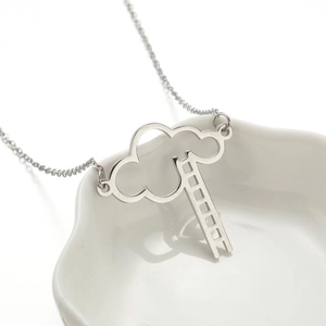 Collana in acciaio inossidabile argento con ciondolo artistico a forma di nuvola