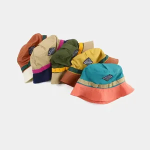 Foldable quick-dry outdoor sun hat with multi-color patchwork design for hiking