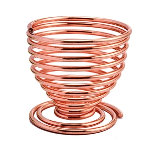 Rose gold spiral metal sponge holder for beauty blenders with a sleek polished finish
