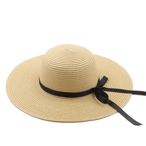 Wide Brim Straw Sun Hat Foldable Beach Vacation Bow Decor Round Top Women Summer Fashion Breathable Elegant