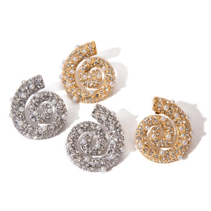 Elegante gedraaide 18k gouden en zilveren roestvrijstalen oorbellen met parels en stras