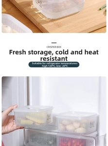 Transparent food storage box with lid showing temperature range from -20°C to 120°C