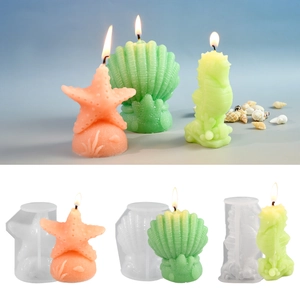 Moules En Silicone Thème Océan Étoile De Mer Coquille Hippocampe Bougie Parfumée DIY Moulage En Plâtre Décor Artisanal