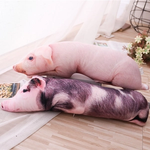 Coppia di fodere per cuscino in peluche maiale stampa 3D realistica rosa e marrone