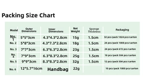 Detailed size chart for jewelry gift boxes showing outer and inner dimensions and weight