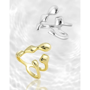 Irregular fluid design S925 sterling silver rings in gold and silver finish
