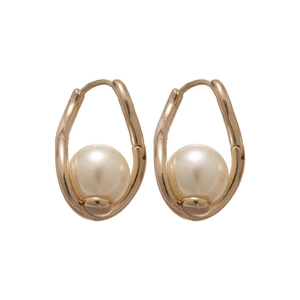 Élégantes boucles d'oreilles perles dorées creuses style vintage français pour femme