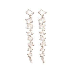 Eleganti orecchini a nappa in argento con cristalli di zircone geometrici quadrati