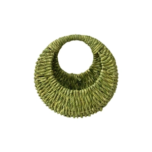 Handwoven green corn rope wall basket with handle for creative storage and wall decor