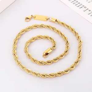 Stainless Steel Rope Chain Necklace With Rectangular Tag Minimalist Fashion Unisex Jewelry Accessory