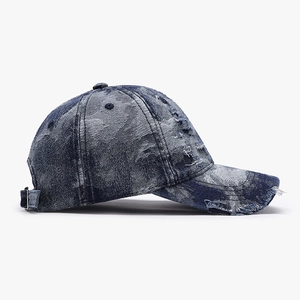 Vintage Denim Baseballkappe in Dunkelblau für Herren und Damen im Distressed-Look