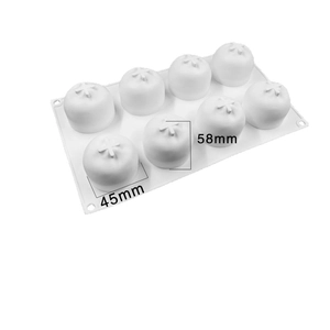 White 8-cavity silicone mousse cake mold for DIY baking, sizes 58mm and 45mm