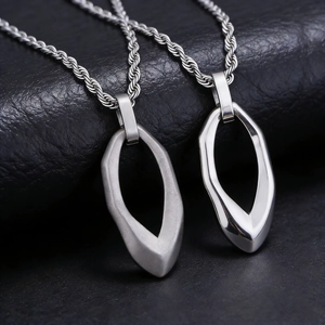 Men Irregular Geometric Hollow Pendant Necklace 316L Stainless Steel Minimalist Rope Chain Jewelry Accessory