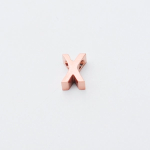 Gepolijste roségouden roestvrijstalen letter X kraal met 1,8 mm gat voor sieraden