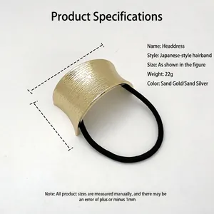 Minimalist U-shaped brushed gold hair tie with high elasticity black rubber band