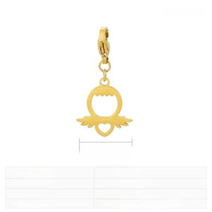 Détail d'un pendentif cœur aile d'ange doré 19x18mm en acier inoxydable poli