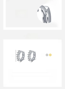 Detail showing S925 sterling silver crystal earrings with dimensions and 8.8mm height